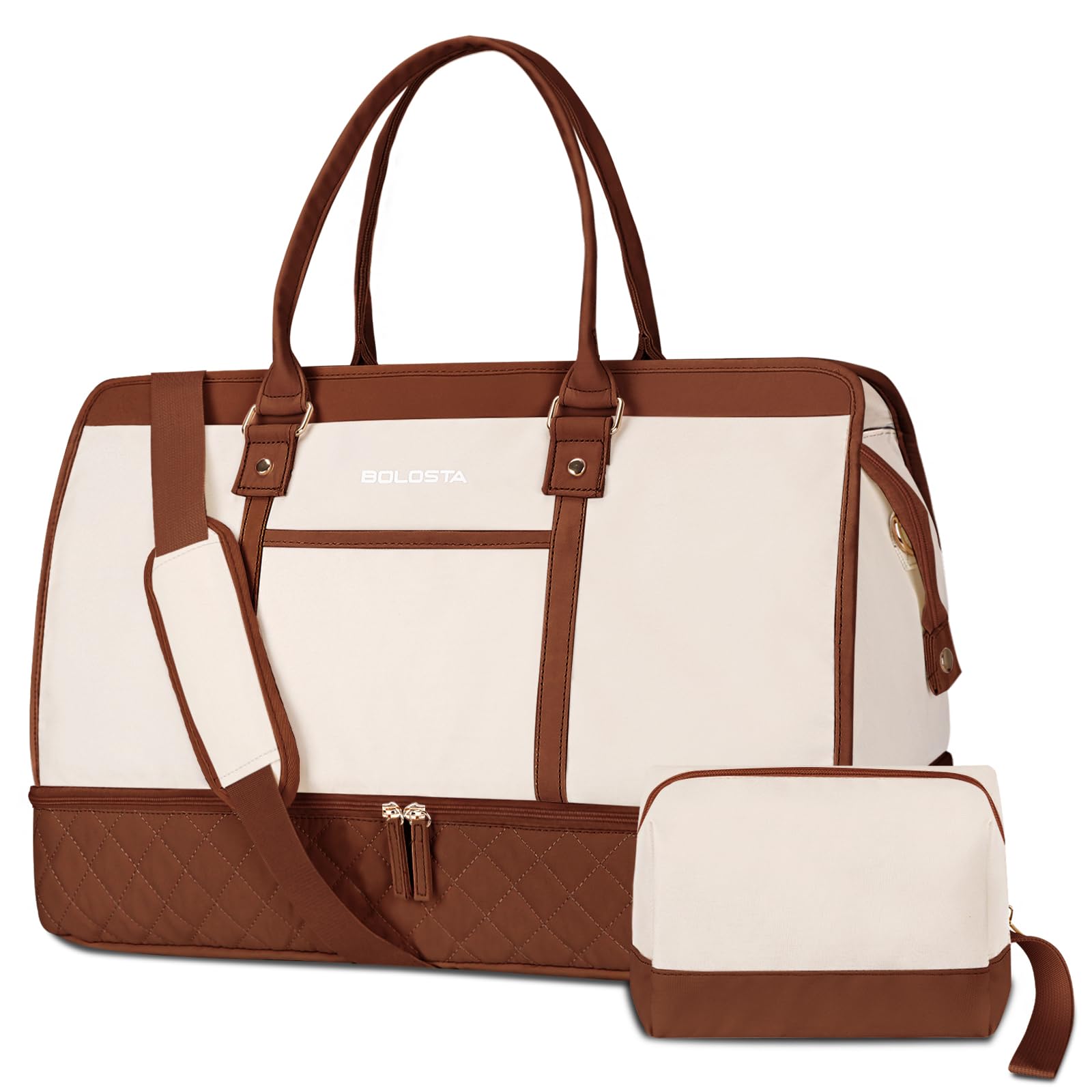 BOLOSTA Large Weekender Bags for Women with Shoe Compartment & Wet Pocket, Carry on Overnight Bags with Toiletry Bag, Personal Item Travel Duffle Tote