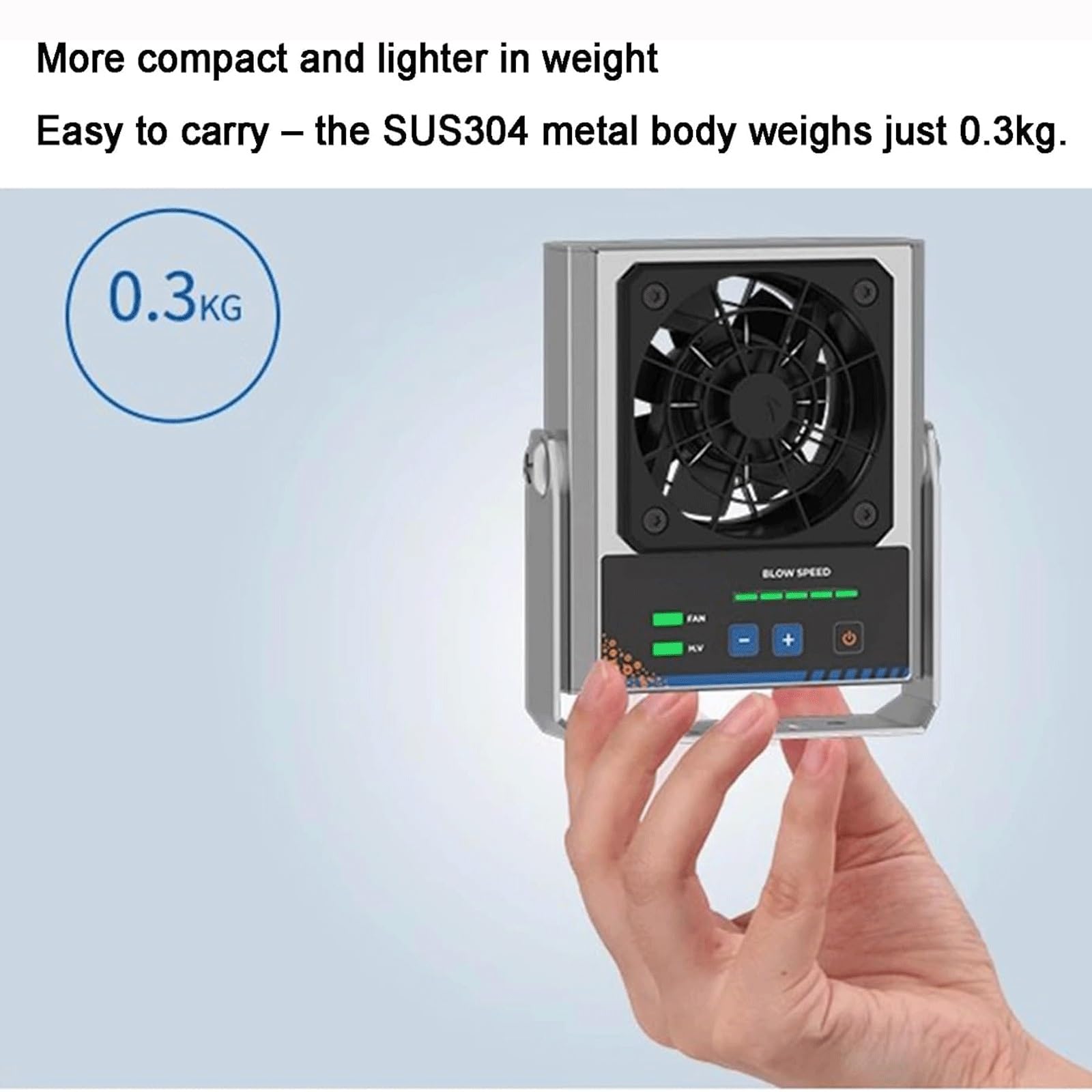 HOMEESD Eliminador de estática, ventilador antiestático de escritorio con aguja de iones de acero de tungsteno, volumen de aire de 10-120 CFM para eliminar la electricidad estática