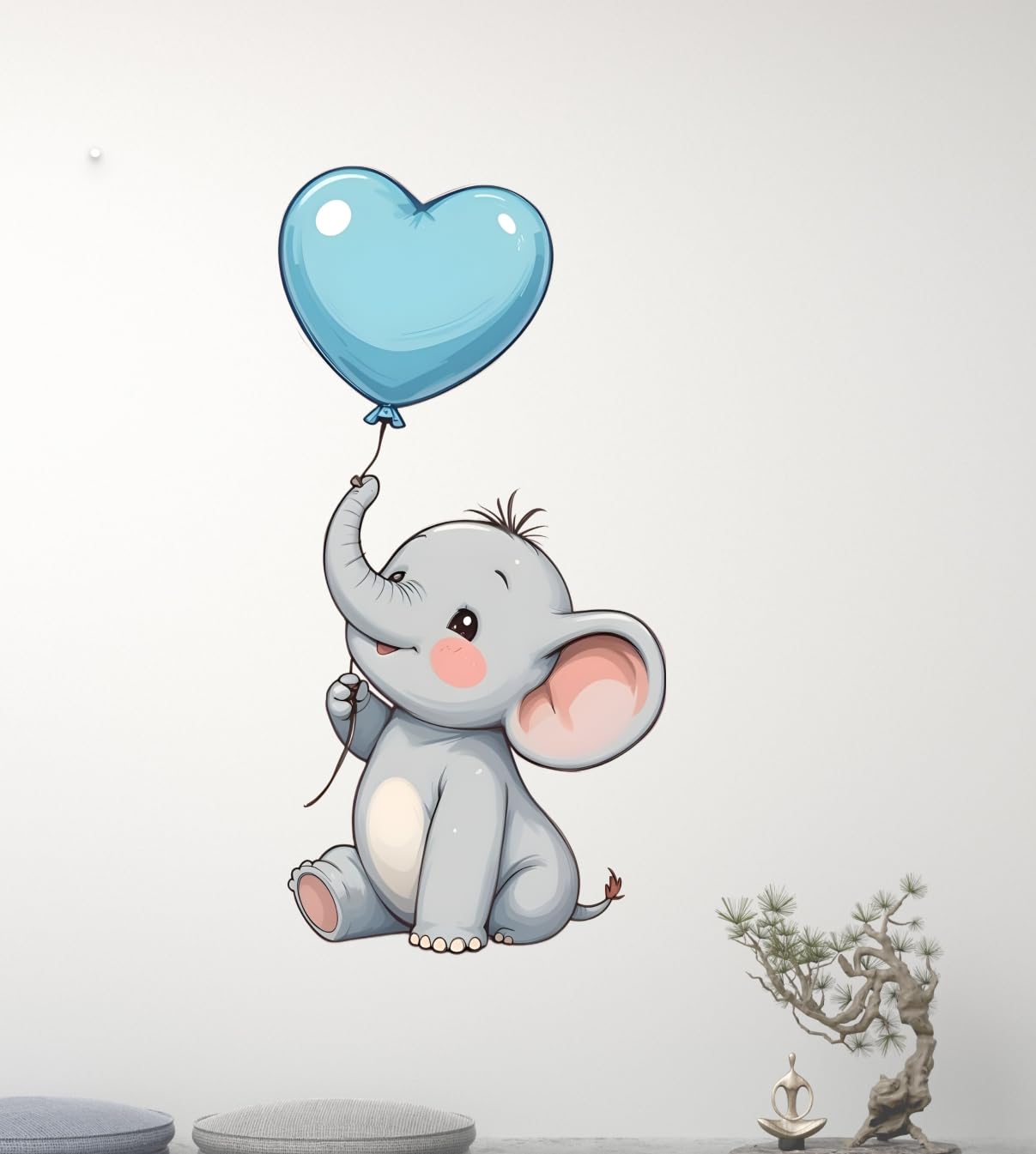 Cute Baby Elephant Wall Sticker for Kids Room | Cartoon Elephant with Heart Balloon Vinyl Wall Decal for Nursery, Bedroom & Play Area | Waterproof Self Adhesive Wall Decor (36 x 60 cm)-image-21