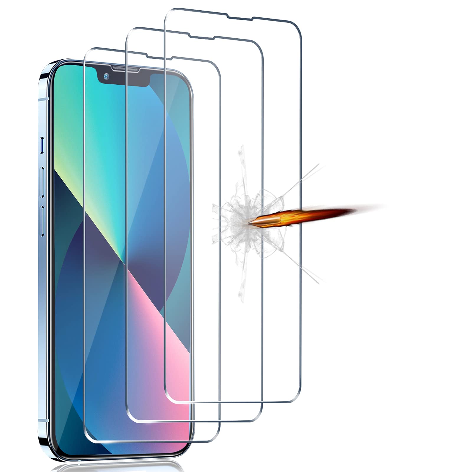 ANKENGS Screen Protector Compatible with iPhone 14/14 Pro - 3 Pack, HD Clear,Anti-scratch,Bubble Free, Tempered Glass Compatible with iPhone 13/13 Pro - 6.1 inch