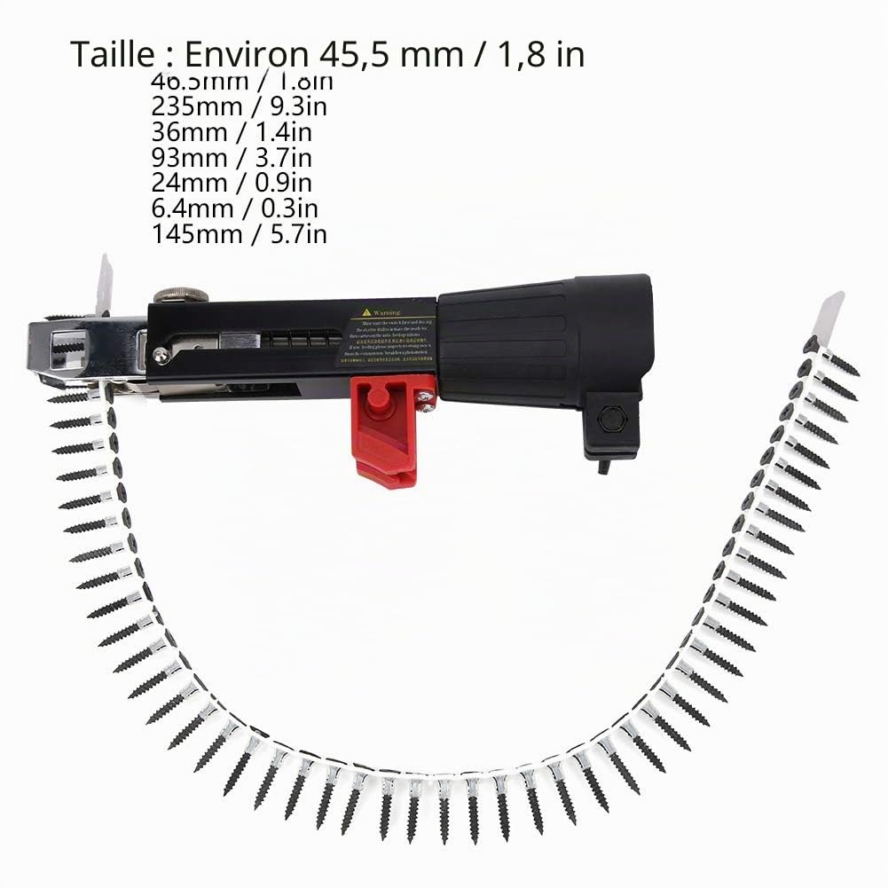 Pistolet à ongles automatique à chaîne en matériau exquis, pistolet à vis adaptateur en alliage d'aluminium, mur de séparation pour plaques de plâtre