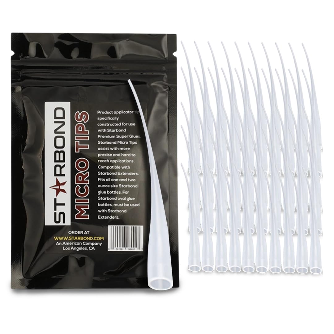Starbond CA Glue Tips - Extension Applicator Microtips for Precision - Tapered Design for More Snug Fit (50 Pieces)