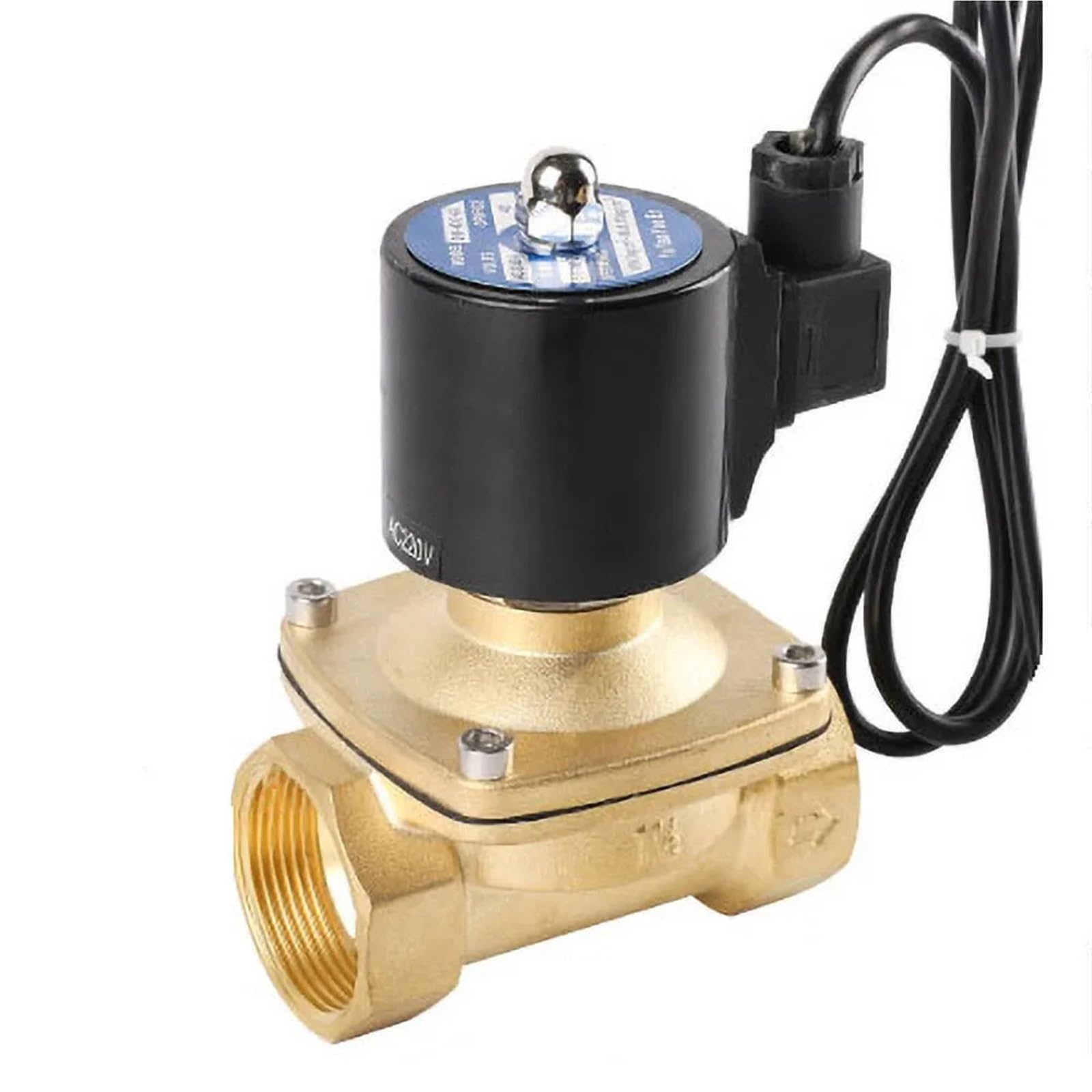 1-1/2" Brass Solenoid Valve Normally Closed Solenoid Valves(NPT_240VAC_NBR-Seal)
