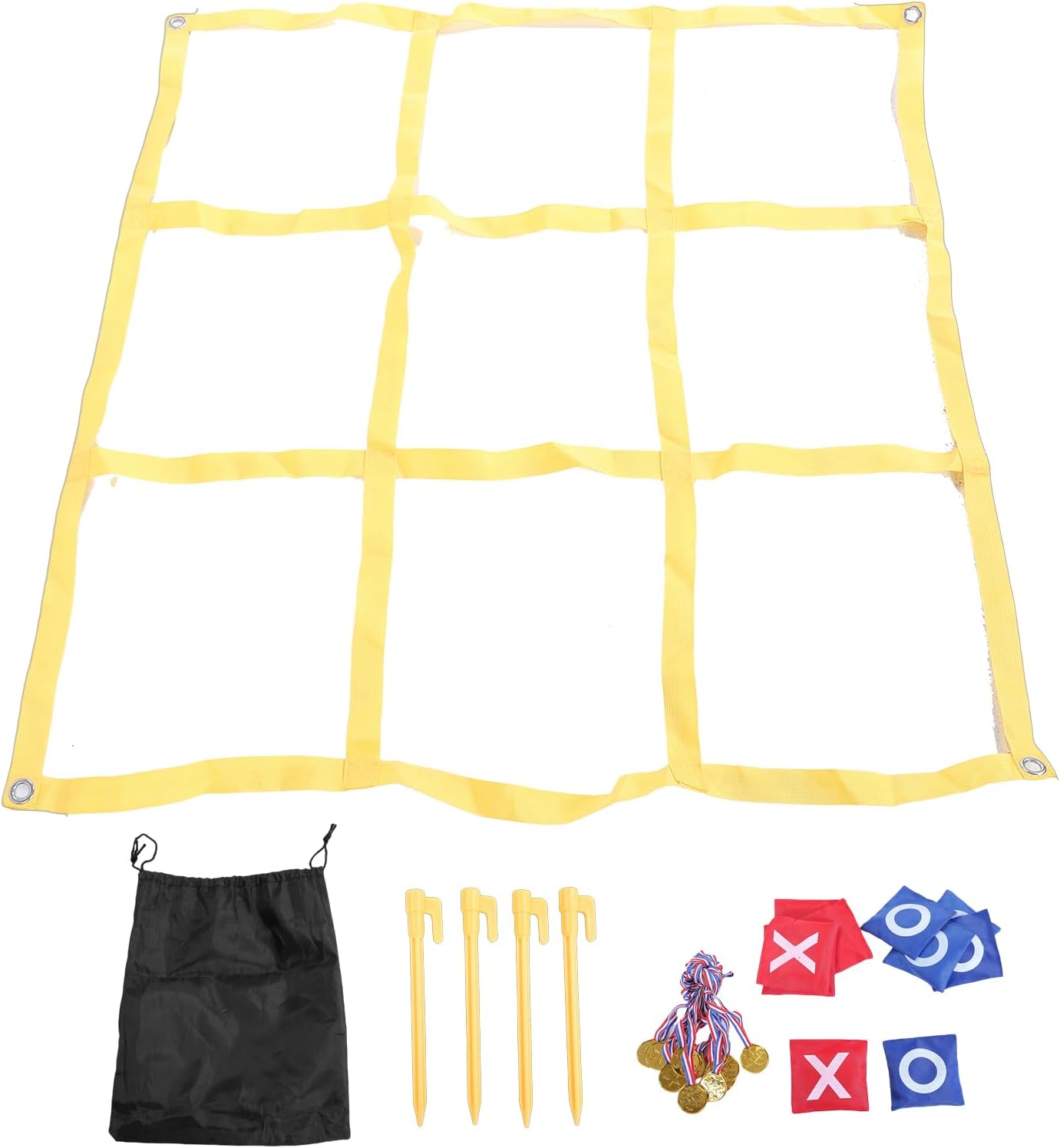 Drfeify XO Toss Game, Foldable Nylon Board Game with 10 Bean Bags for Outdoor Family Fun At Beach or Garden
