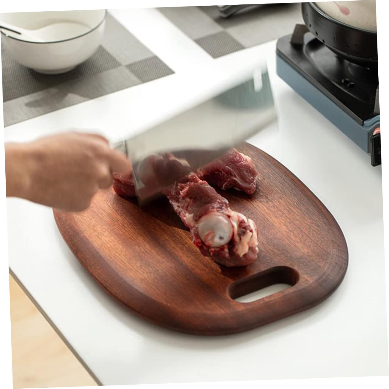 TOPBATHY Planche à Découper en Bois Massif avec Trou Réversible 36 6 5 5 Pouces Planche à Découper en Bois pour Cuisine
