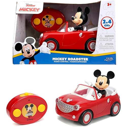 Jada Disney Junior Mickey Mouse Roadster R/C – Remote Control Car with Simple Controller, 1:24 Scale – Fun Toy for Kids Ages 4+