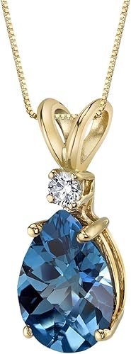 Peora Dije de oro de 14 quilates para mujer con diamante, elegante diamante solitario en forma de lágrima de 10x7mm 0.394 x 0.276 pulgadas, piedras