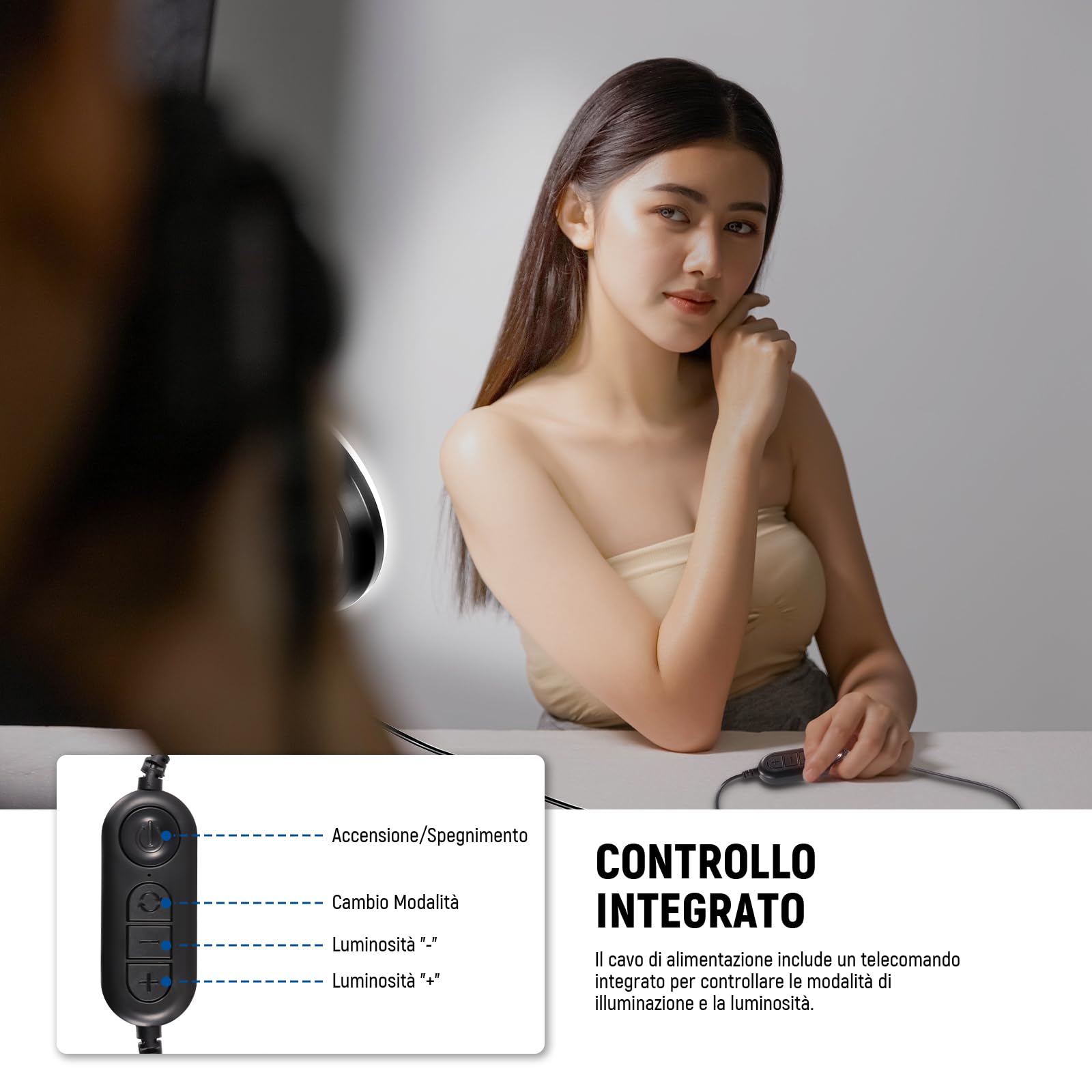 NEEWER BASICS 5" Ring Light con Mini Treppiede per Videoconferenza da Scrivania, Kit Streaming con Clip per Monitor Webcam Computer Laptop Trucco Selfie Registrazione Video, Panno da Pulizia, BR60