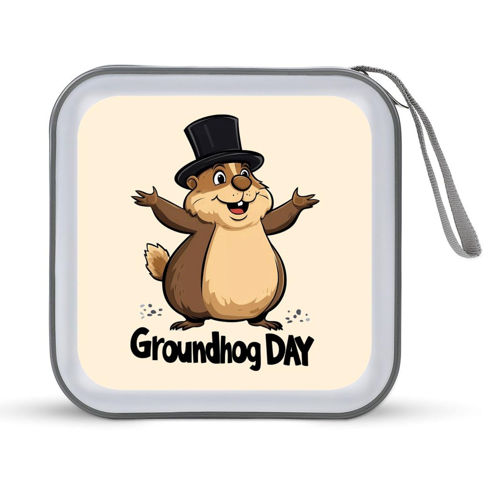 Happy Groundhog Day CD Case Portable DVD Holder Storage Organizer for Home Travel