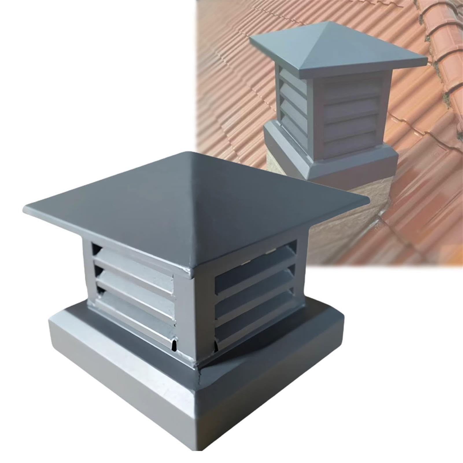GYEQXKT Chimney Cap, Aluminum Alloy Fireplace Cover, Rain Cap with Tapered Top and Louvers for Outside Flue Protection
