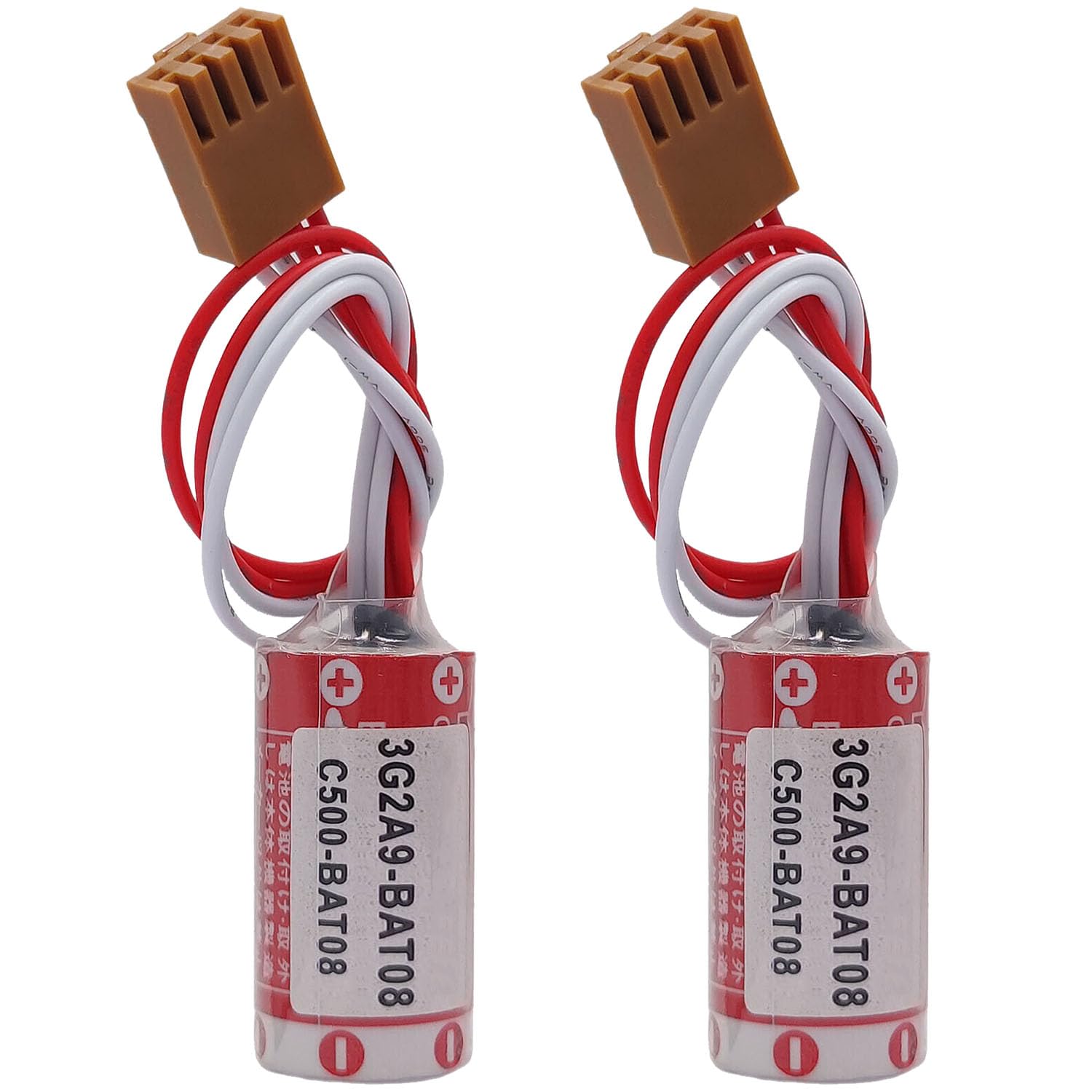 LINHUPAK (2-Pack) ER17/33 2/3A 3.6V 1600mAh PLC Battery for 3G2A9-BAT08 C500-BAT08 PLC Battery with Brown JAE2.5mm-4P Plug