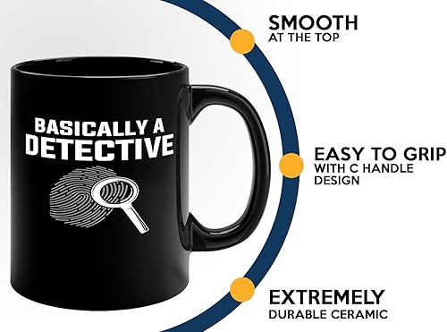 Miniatura 5 de Taza de café detective de 11 onzas, color negro, básicamente un detective, oficial de policía, patrulla policial, detective, policía, policía,