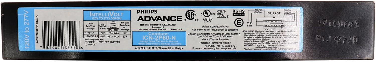 Advance ICN-2P60-N Centium Fluorescent Ballast - for F96T12ES