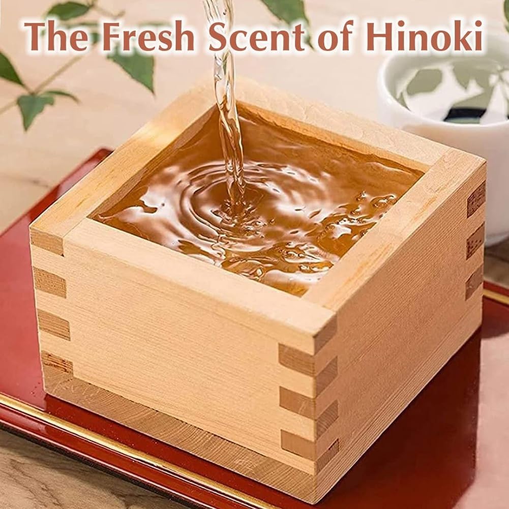 Cultura Giapponese Coppa di Sake in Legno 4pz Scatola Masu Vassoio Quadrato in Legno per Vino, Scatola per Dessert, Metti Il Bicchiere di Vino Dentro