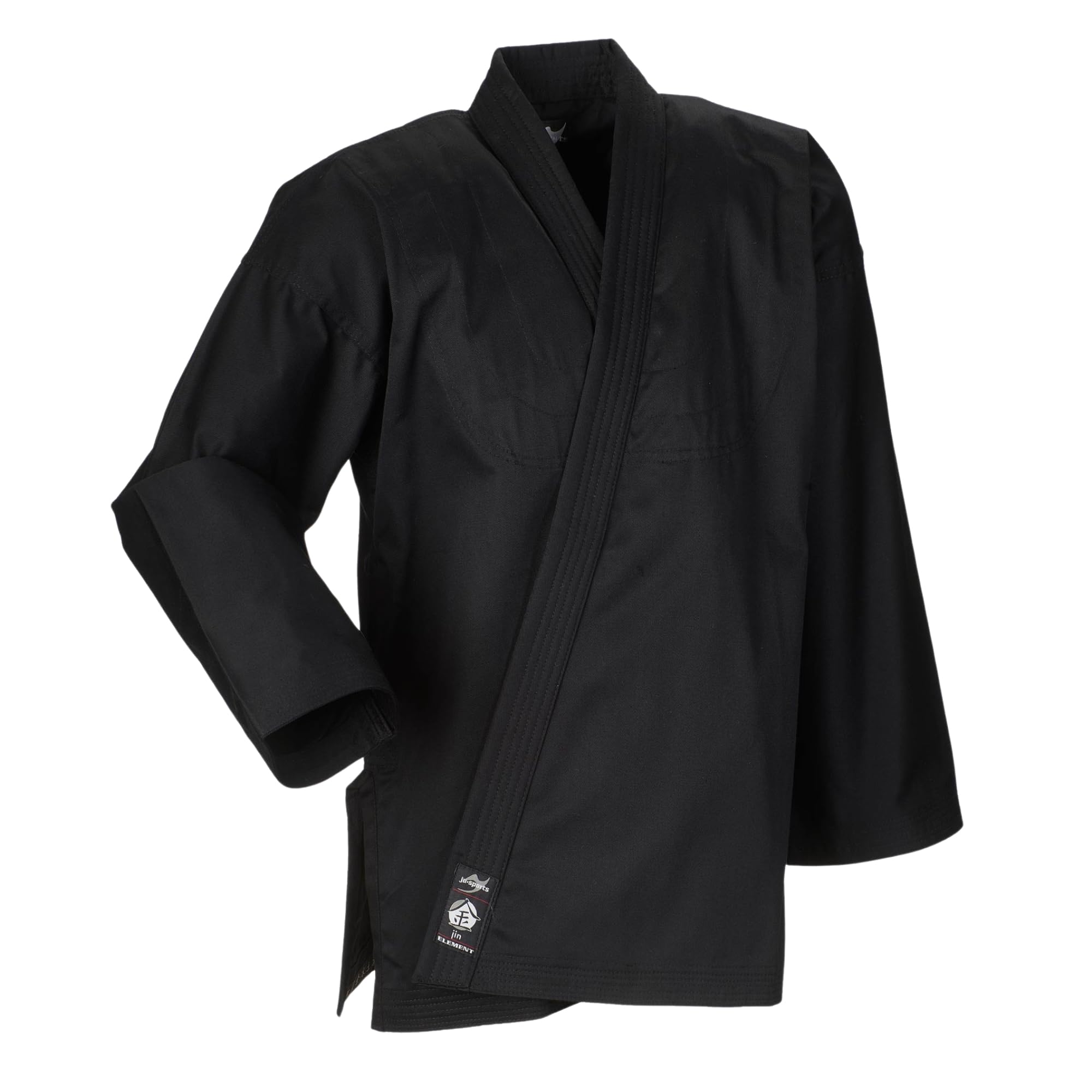 Ju-Sports Element Jacke schwarz slim cut I Judoanzug Jacke Kinder & für Erwachsene I Judogi Jacke aus langlebigem Mischgewebe I Doppelt verstärkter Schulter- & Brustbereich