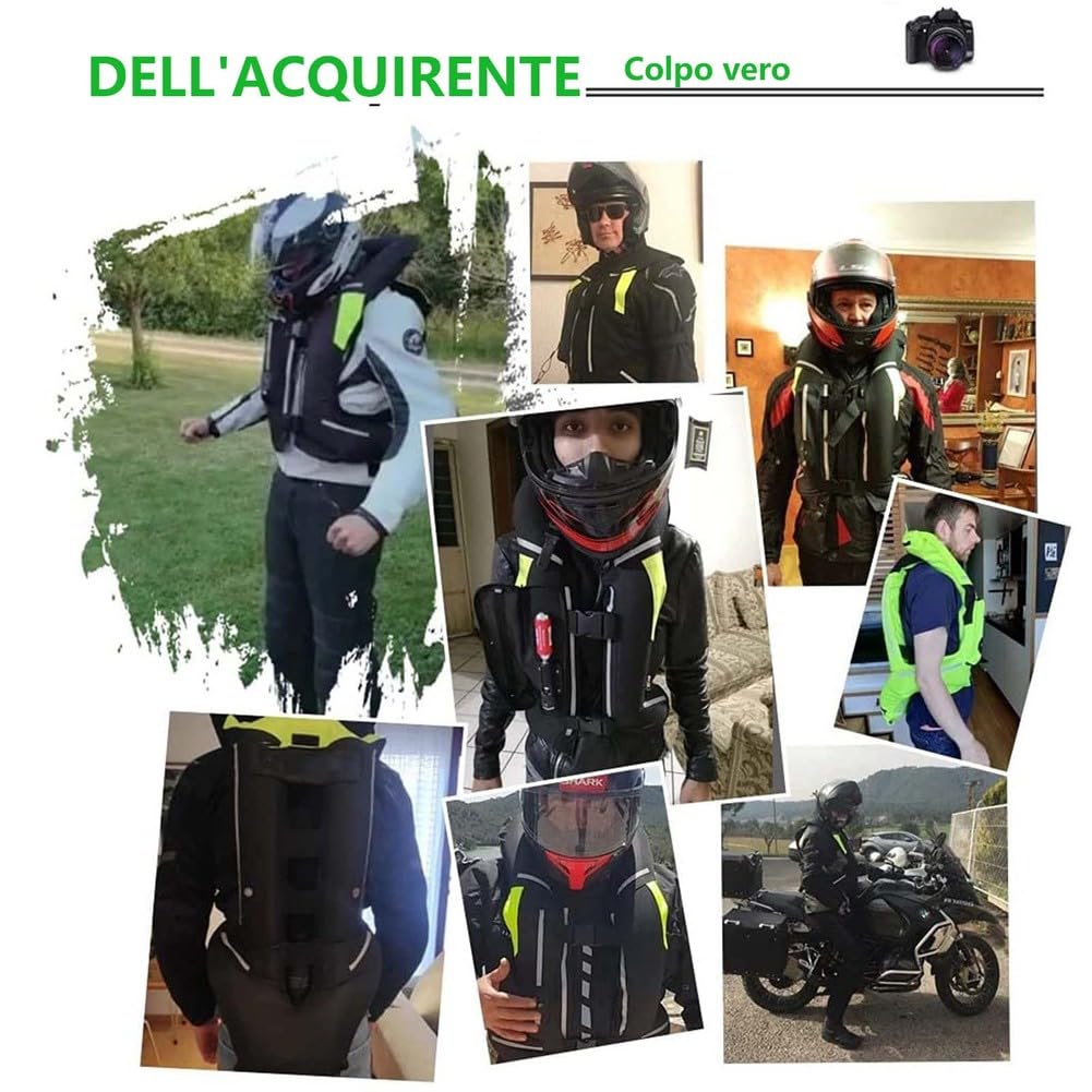 Gilet Airbag per Moto Omologato, Abbigliamento Protettivo da Uomo E da Donna per Moto con Gilet Ventilato Riflettente di Notte Protezione Anticaduta per La Guida in Motocross