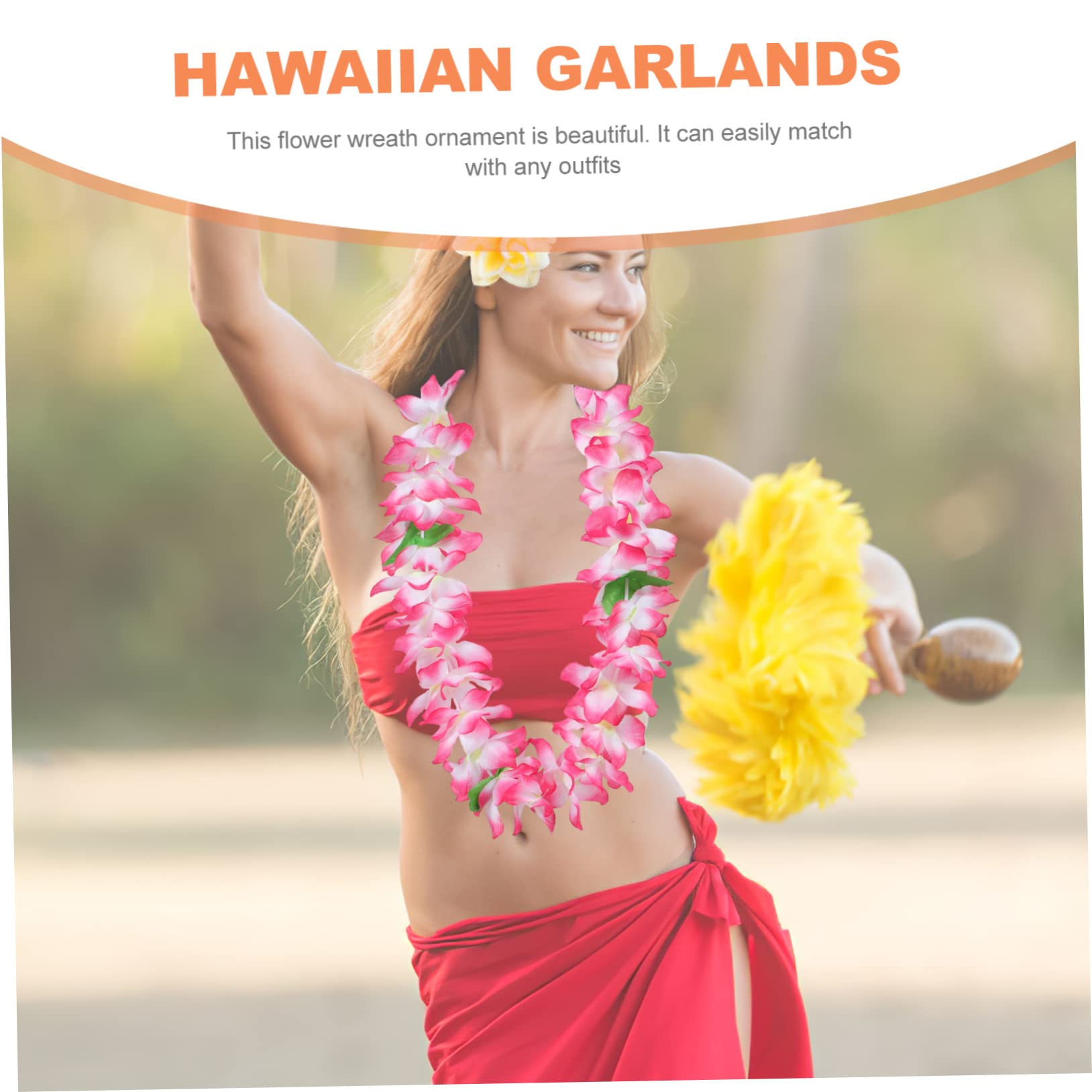 TEHAUX 12piezas Collar Hawaiano Guirnaldas Hawaianas Decoración Floral Hawaiana Guirnalda De Verano Adulto