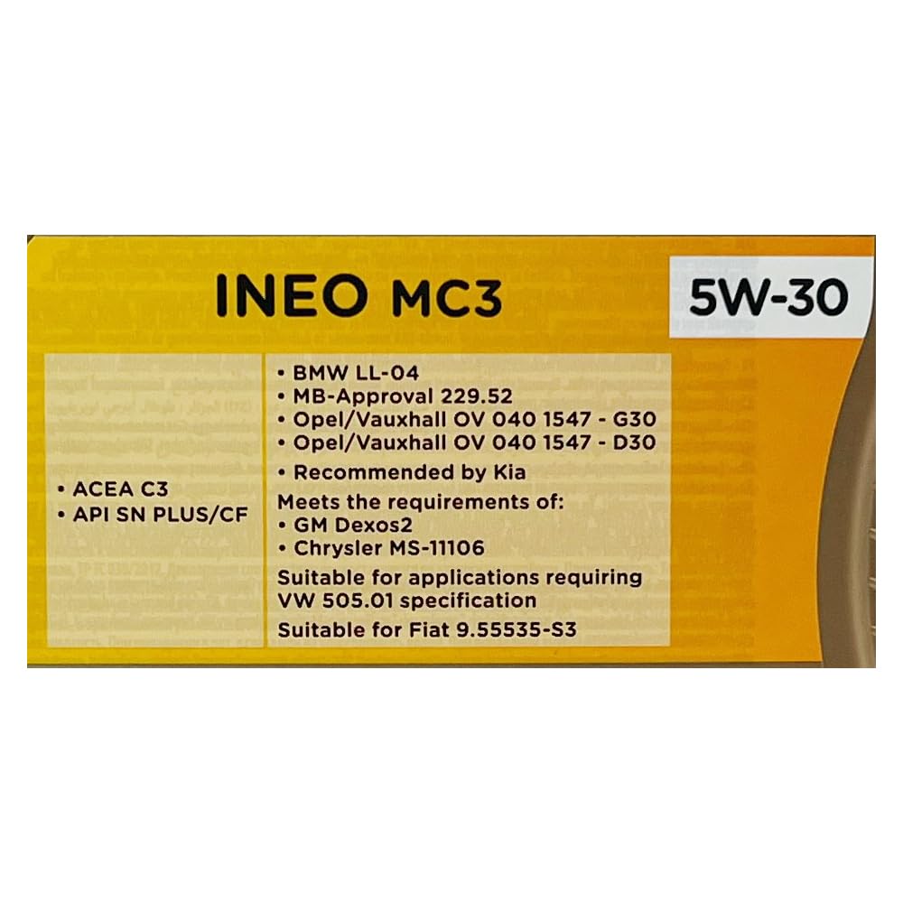 2pz olio lubrificante total ineo quartz mc3 5w-30 5 litri