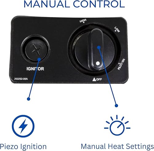 Miniatura 4 de HearthSense Calentador de llama azul sin ventilación de combustible dual con base - 10,000 BTU, control manual - Modelo # BF10M-B
