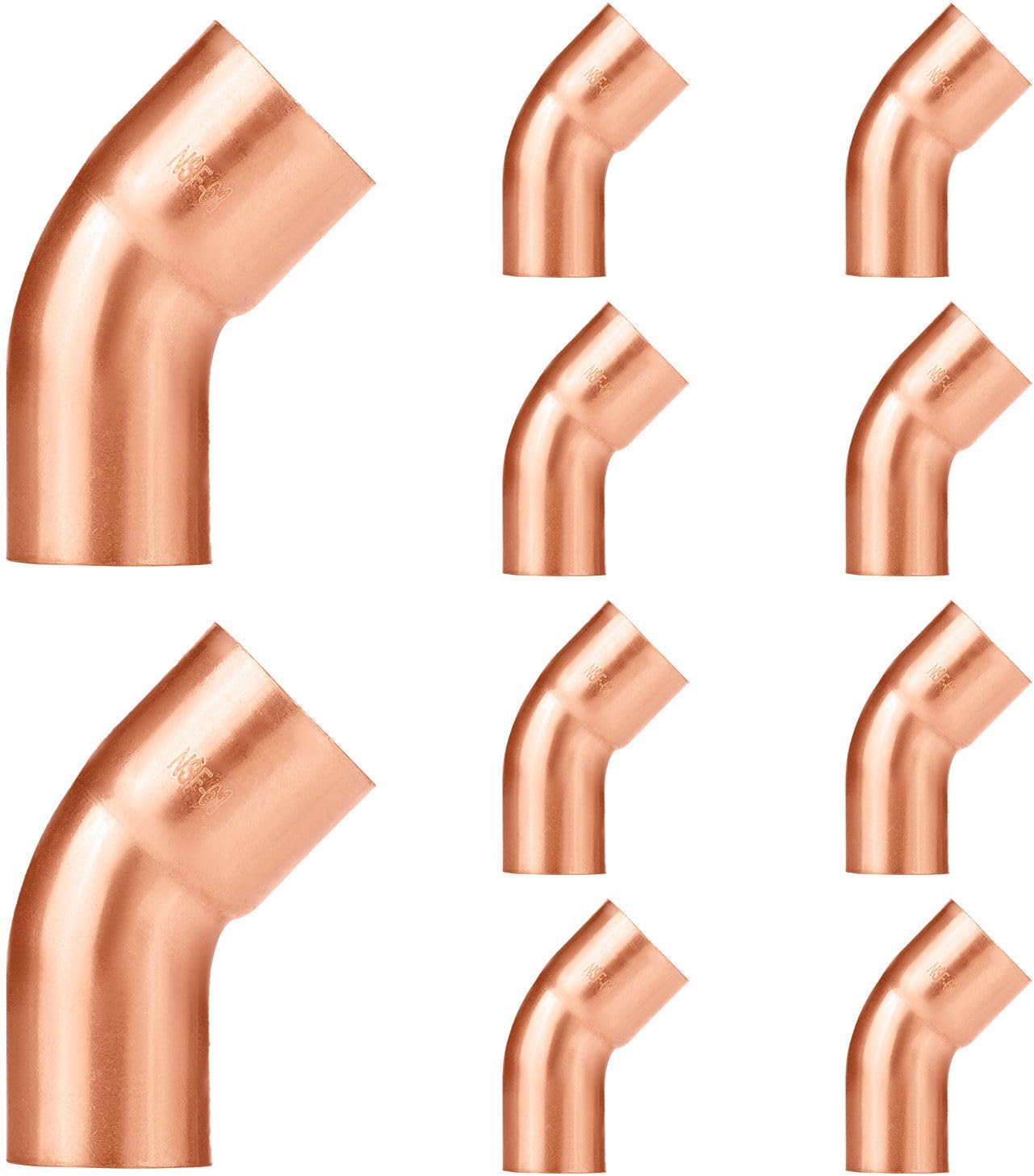 10-Pack HeSun Copper Fittings, 1/2-Inch 45-Degree Copper Street Elbow, C x FTG with Sweat Solder Connection