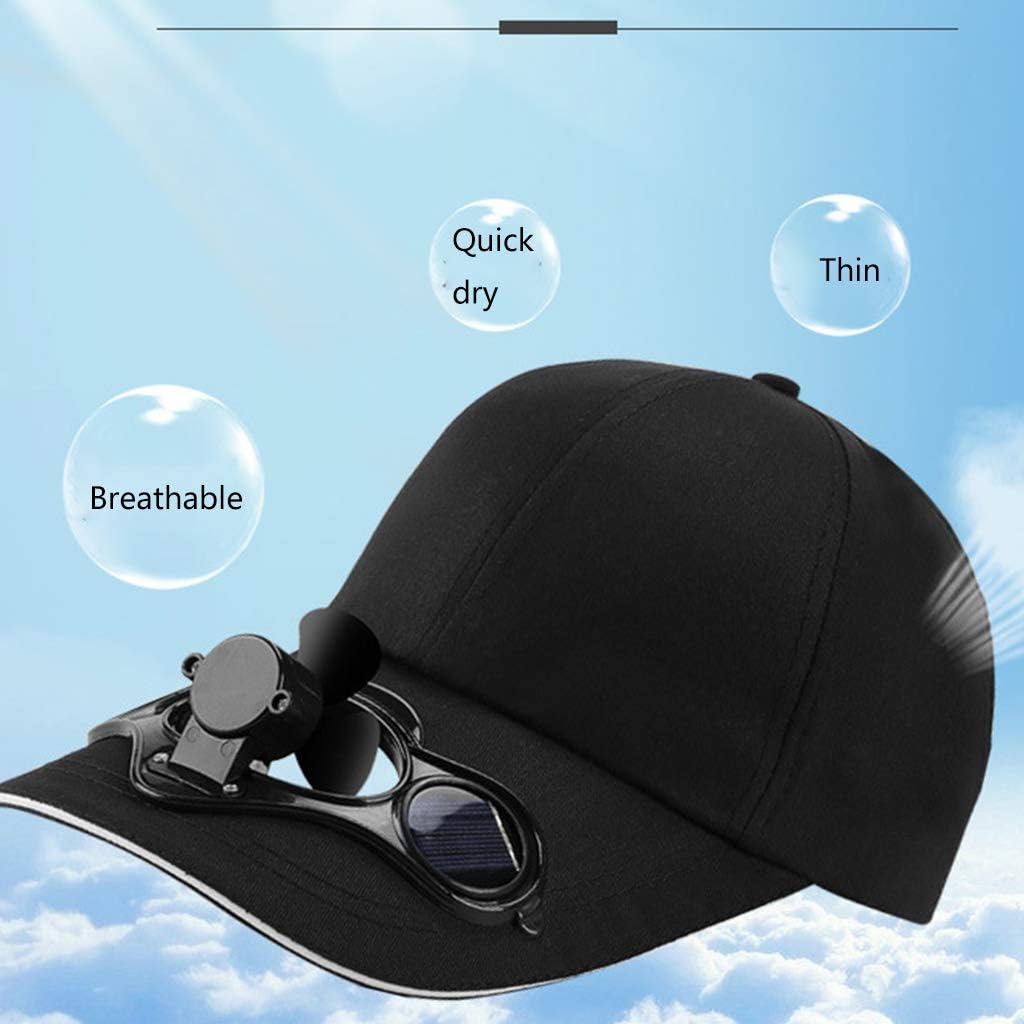 Adult Kid Solar Panel Powered Cooling Fan Baseball Cap Outdoor Sport Camping Hiking for Peaked for Sun