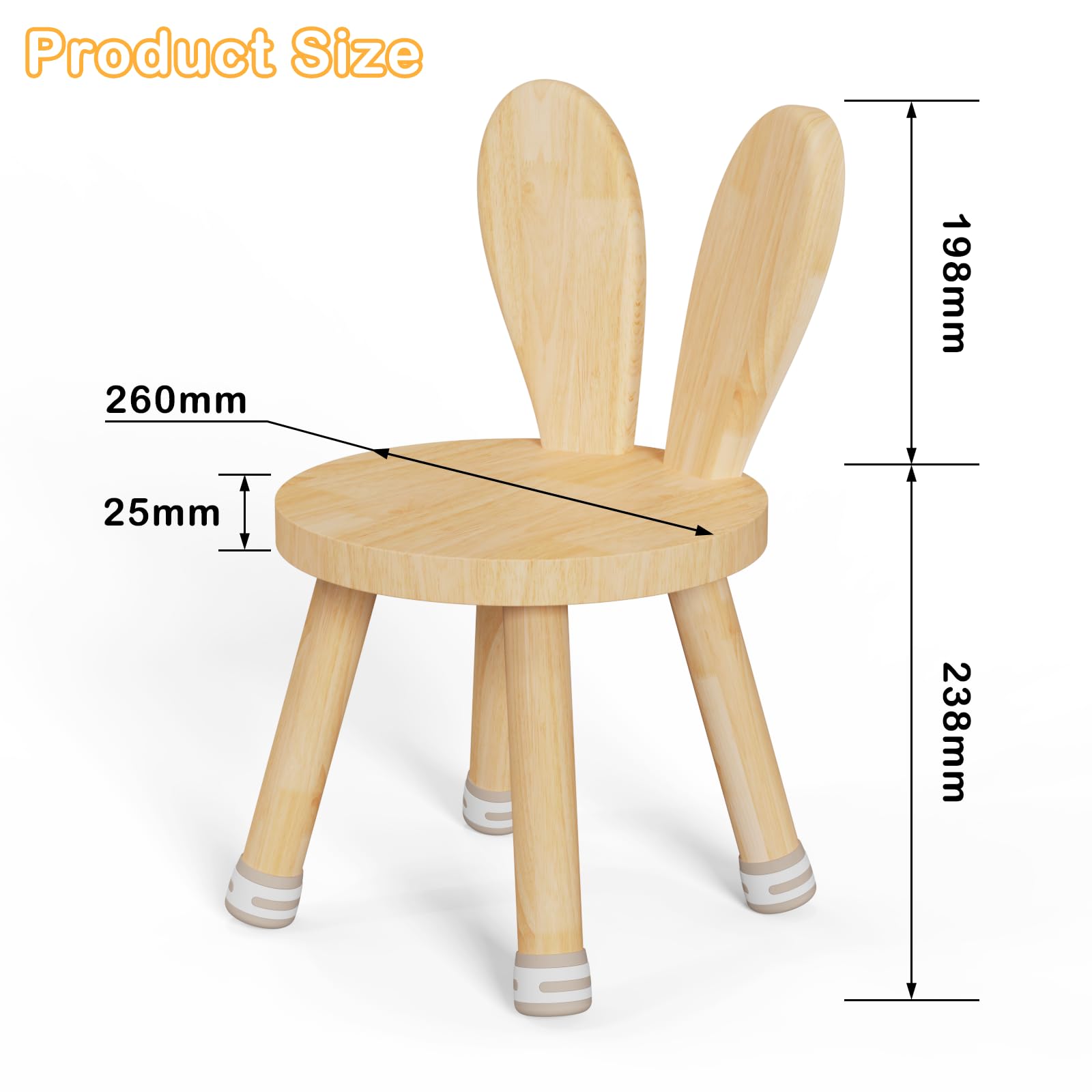 Silla Infantil Madera 45x25x26 cm Taburete con Respaldo Extraíble Antideslizante
