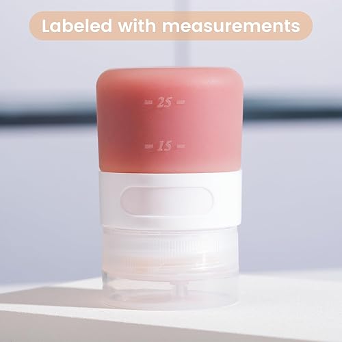 Miniatura 4 de Botellas exprimibles de condimentos para salsas, mini recipiente de silicona para aderezo de ensalada de 1 onza para llevar con bolsa de sándwich