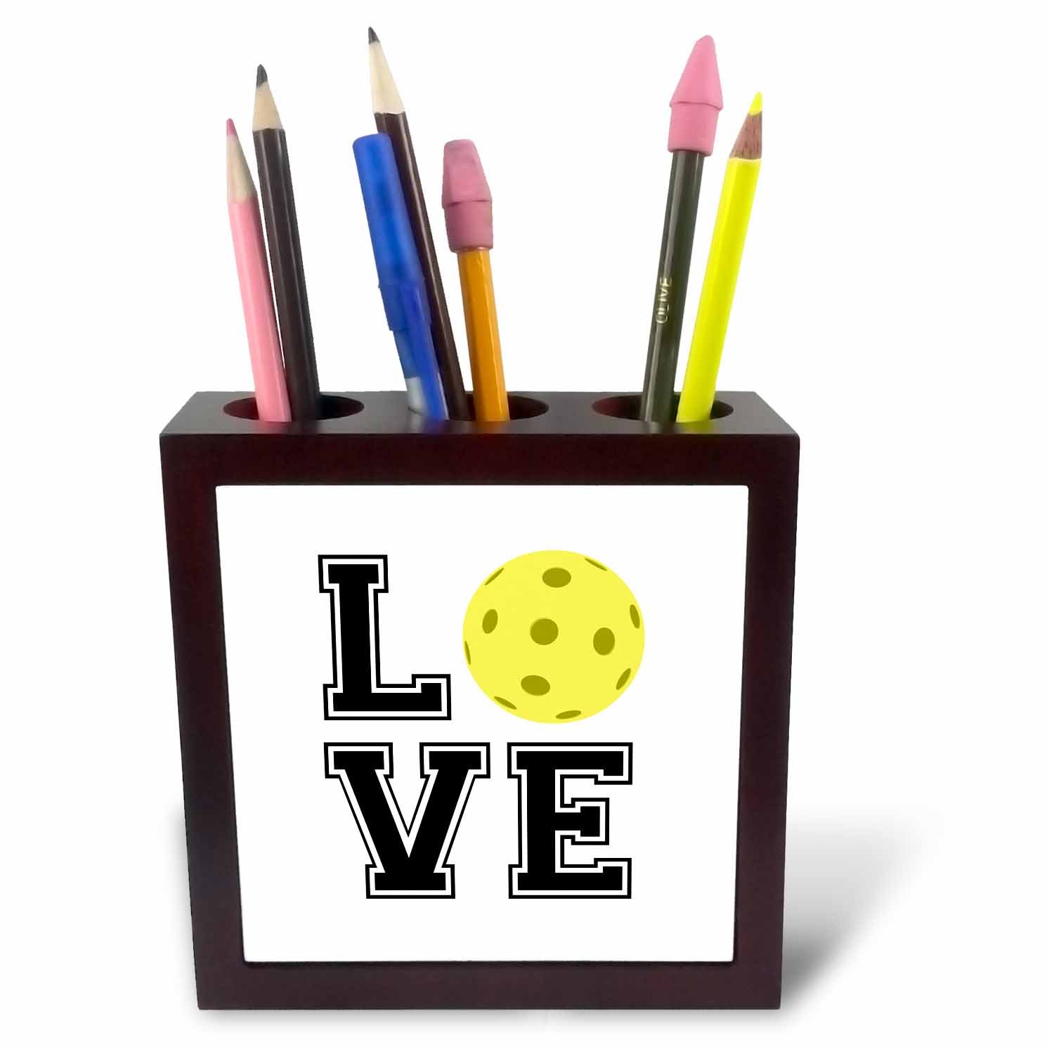 Tile porte-stylo Amour Pickle Ball 12,7 cm décoratif pour bureau