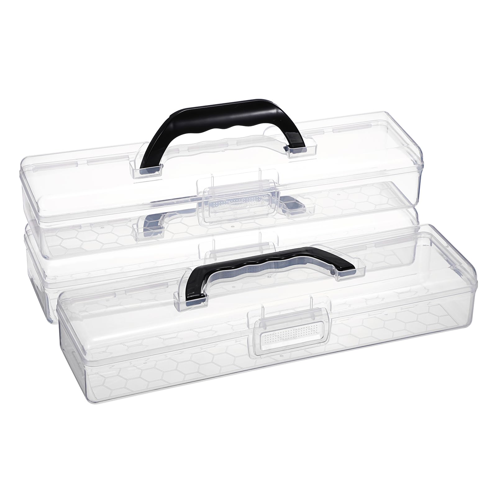 SUMTree 3 Stück Pinselbox aus Kunststoff, tragbar, Aufbewahrungsbox mit Deckel für Pinsel, Bleistifte, Zeichenwerkzeuge (schwarzer Griff)