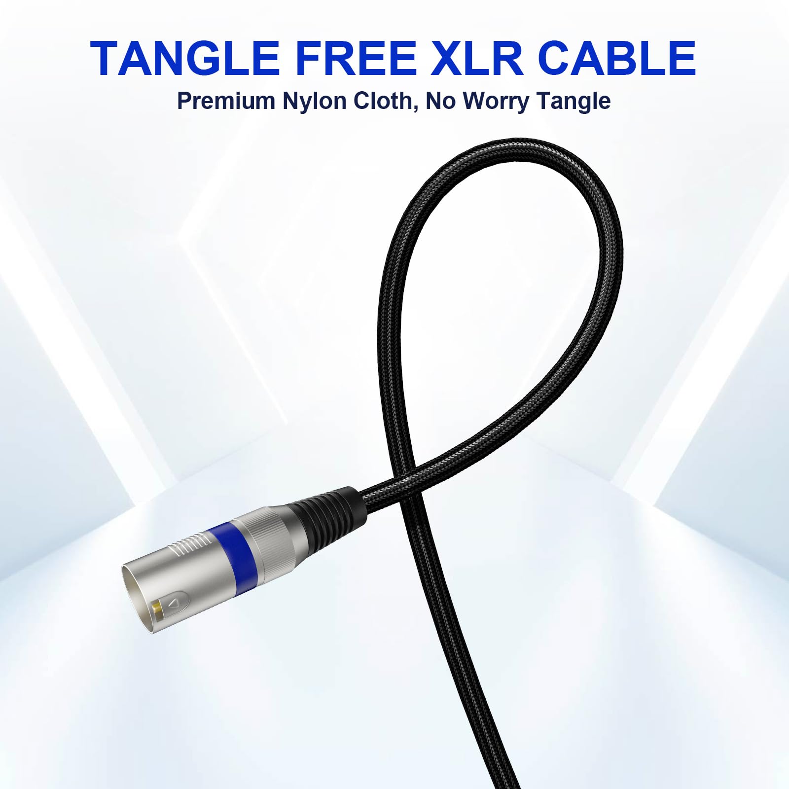 Paquete de 4 cables XLR profesionales de 10 pies, cable de micrófono XLR trenzado sin ruido y de larga duración, todos los conductores de cobre equilibrados, cable de micrófono macho a hembra
