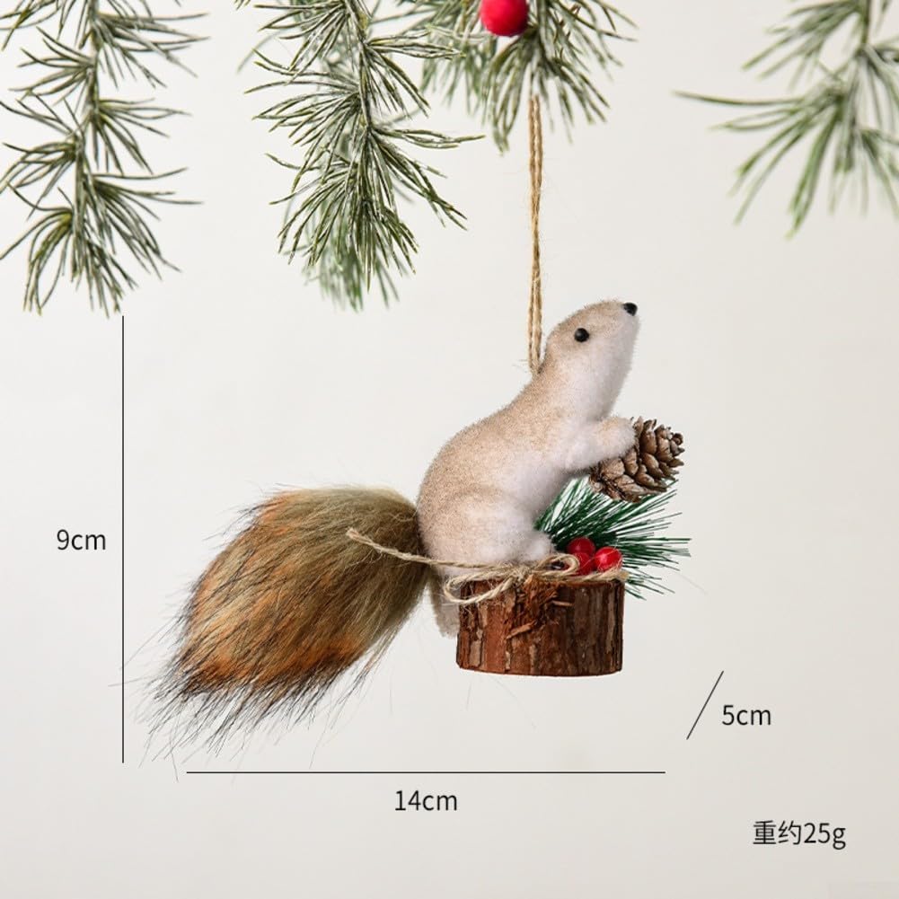 Juego de 5 adornos navideños de ardilla, decoración colgante de espuma ligera con colas articulables para árbol de Navidad, mochila o llavero, colgantes de animales falsos marrones