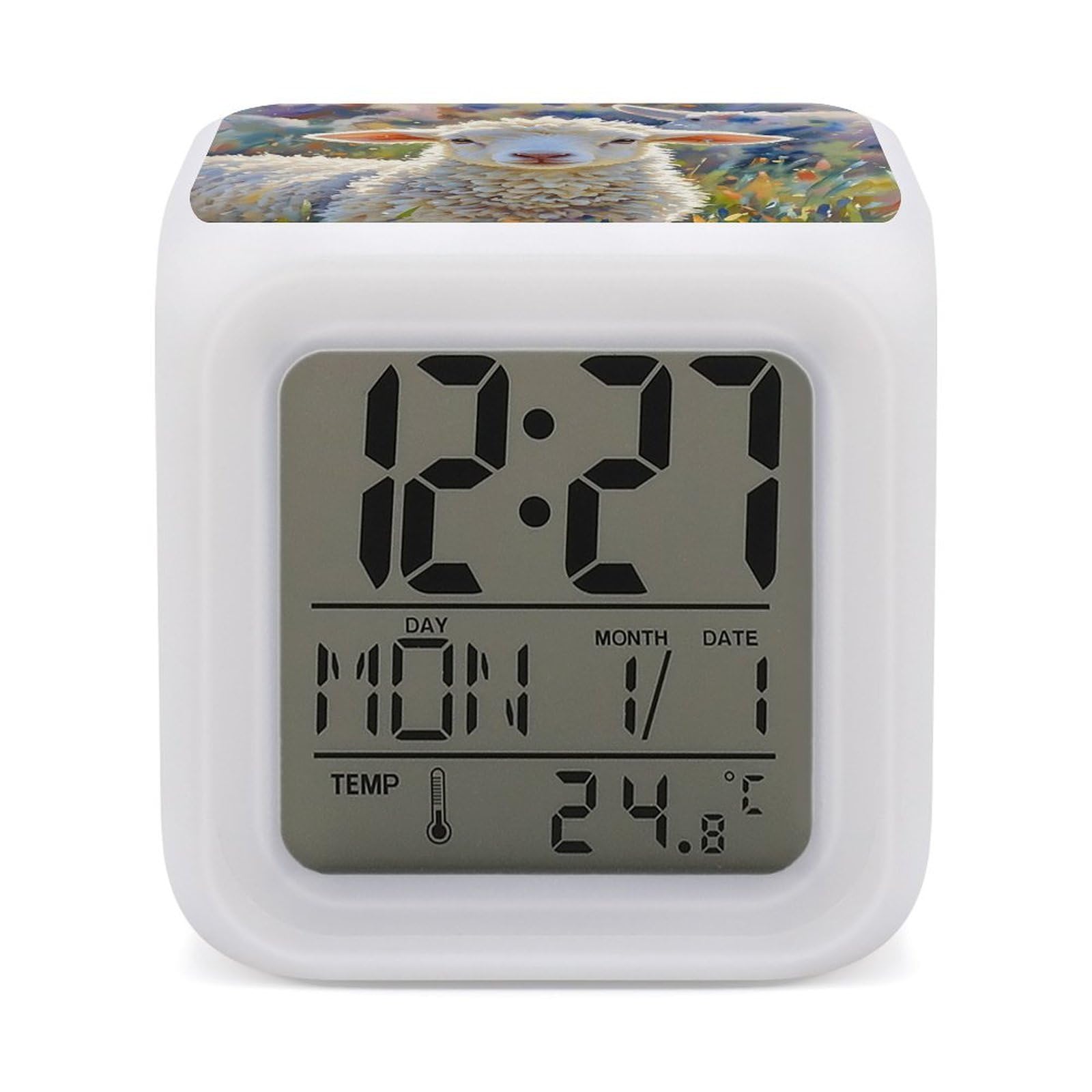 VstaDank Color Sheep Alarm Clock Alarm Clock with 7 Color Changing Digital Clocks for Bedrooms Sleep Training Clocks with Large Display for Office Kitchen Living Room
