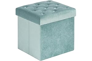 B FSOBEIIALEO Teal Velvet Tufted Storage Ottoman