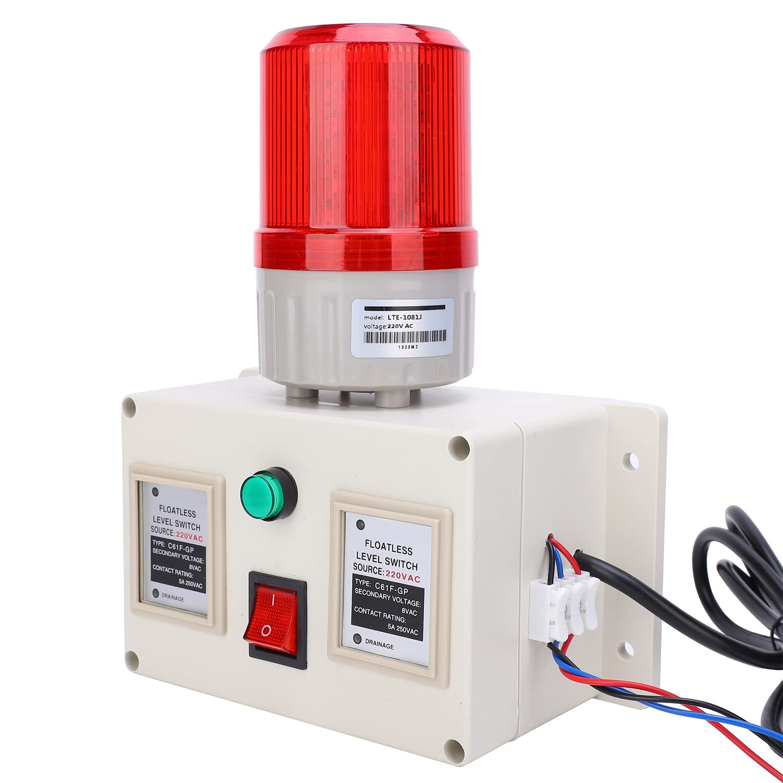 Alarma de Nivel de Agua de Acero Inoxidable 90-105dB Detectores de Líquido Ajustables con Botón de Silencio y Orejas de Montaje para Tanque de Agua, Piscina, Sumidero