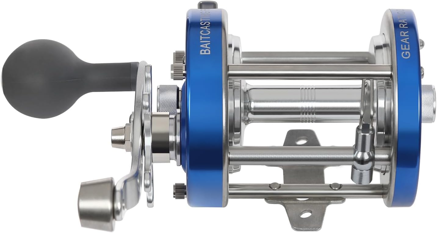 Rover Round Baitcasting Reel, Perfect Reinforced Metal Body Conventional Fishing Reel,Trolling Reel Bearing for Inshore Saltwater Fishing, Left&Right-Hand Retrieve