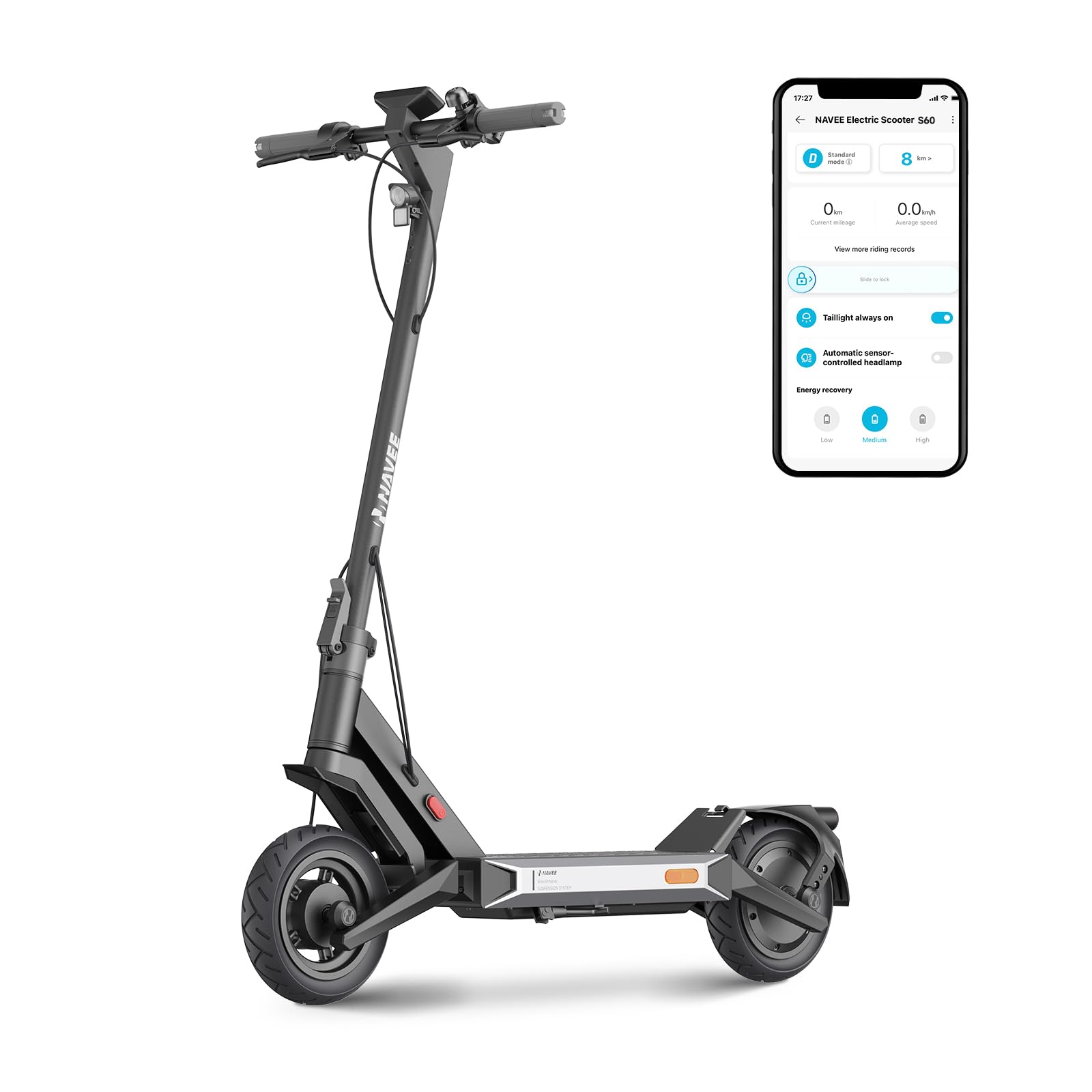 Trottinette électrique NAVEE V50i Pro 350W Autonomie 50km Roues 10 Freins A Disque Noir Trottinette électrique NAVEE V50i Pro 350W Autonomie 50km Roues 10 Freins A Disque Noir