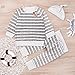 Newborn 3pcs Set Outfit Striped Hoodies with Pocket Top+Striped Long Pants (60(0-3M))