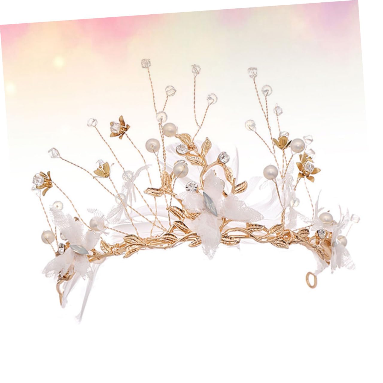 minkissy 2 Piezas nupcial tiara para mujer aro de pelo de la boda tiara nupcial tocado de hadas tiara de hadas tiara de boda bien venda sombrerería novia