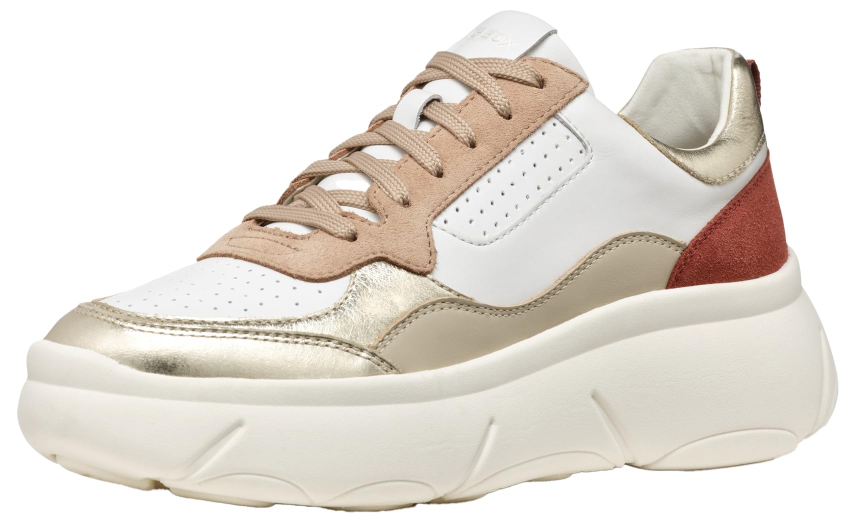 Geox Women's D Nebula 2.0 X Trainers, White Lt Gold, 2.5 UK