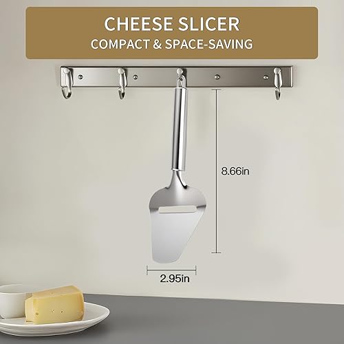 Miniatura 7 de Cortador de queso de acero inoxidable, cortador de mano con agarre ergonómico, apto para lavavajillas para quesos durossuaves, multifuncional para