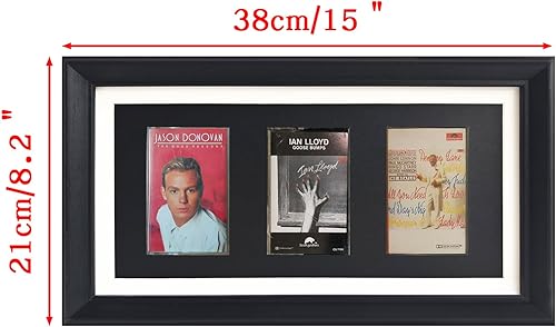 Miniatura 6 de Marco de fotos de cinta de casete, 3 cintas de casete y marco de exhibición, marco de madera maciza y paneles de vidrio de acero de alta definición.