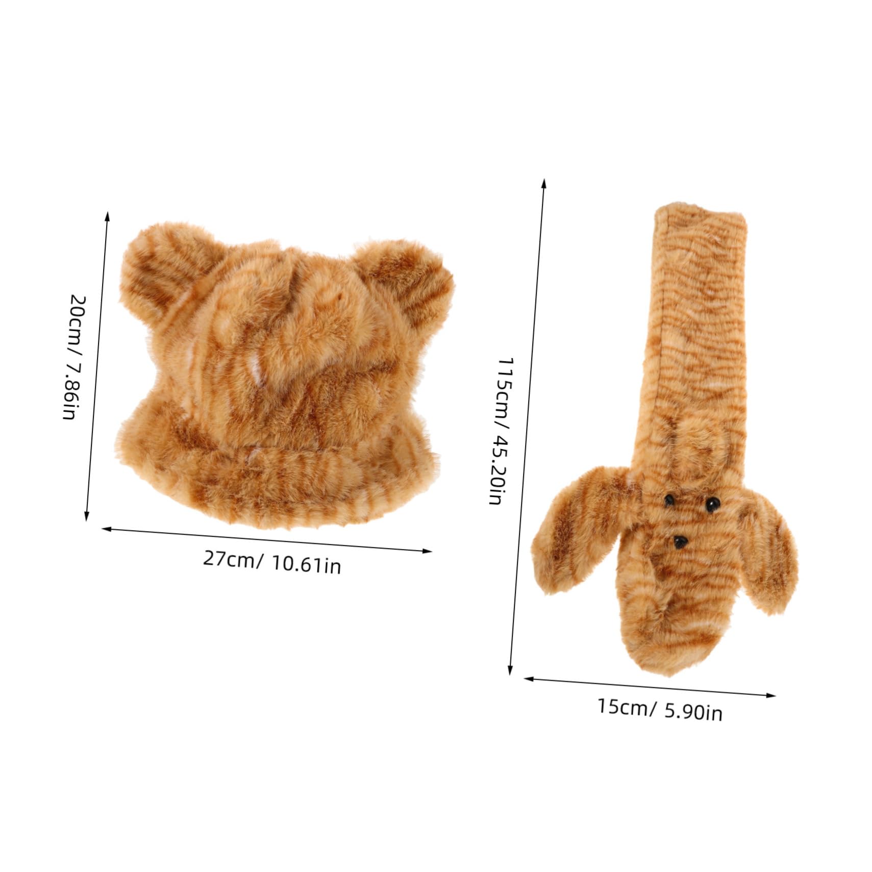 COLLBATH Warm Winter Hat Scarf Set Fuzzy Beanie Earmuffs Leopard Ears 1 Set Women's Fashion