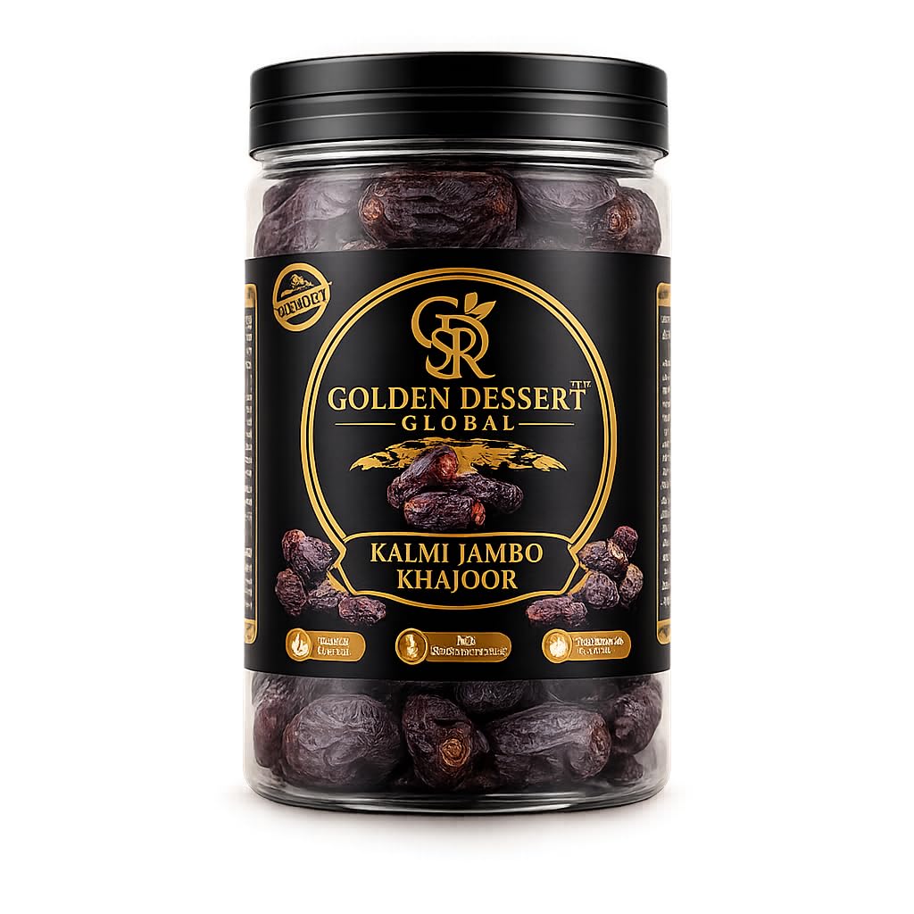 Golden Dessert Global Kalmi Jumbo Khajoor Premium Dates | Natural Kalmi Dates Dry Fruit | Soft & Naturally Sweet Arabian Dates | Healthy Energy Snack | No Added Sugar | 100% Natural & Vegetarian-image-10