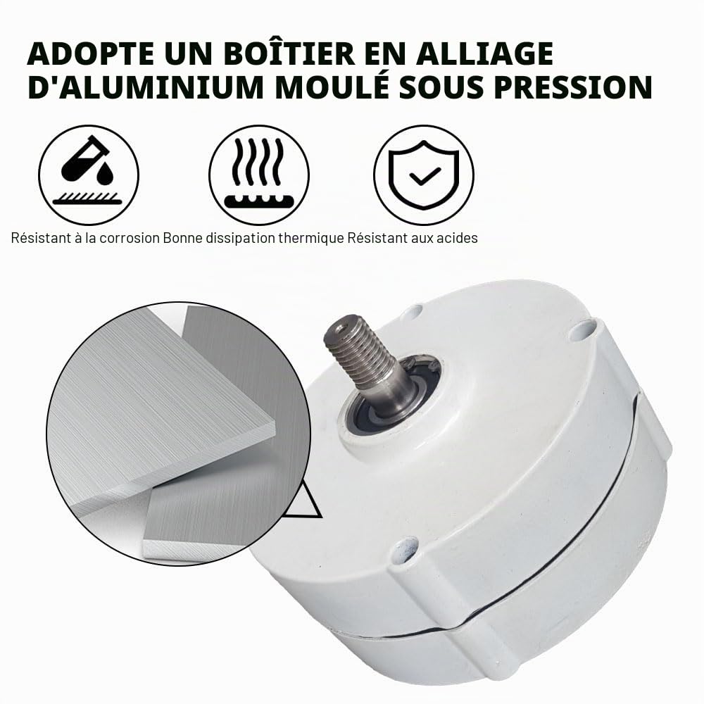 Générateur éolien 12 V 24 V 48 V 600 W triphasé | Générateur à aimant permanent | Turbine génératrice sans balais pour éoliennes | 650 tr/min | Générateur d’électricité DIY (avec base, 24)