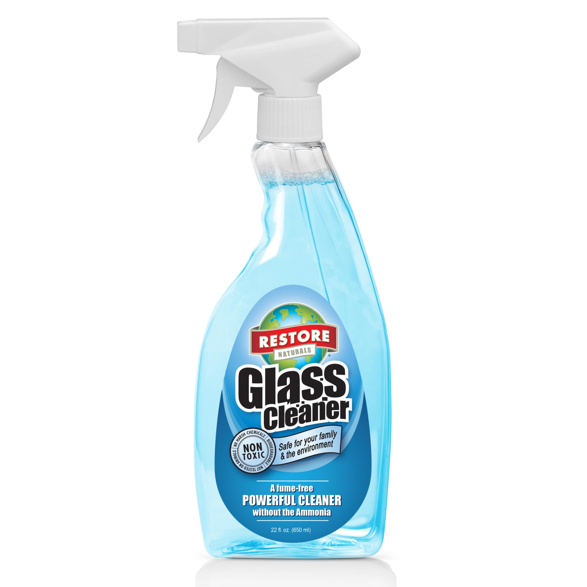 Restore Naturals 22oz Non Toxic Glass Cleaner Spray - Ammonia Free | Fume Free | Plant Based | Biodegradable - NOT FOR SALE IN CA or NY - 3 Pack