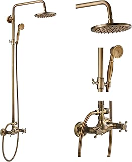 28 Vintage Bathroom Ideas Full of Timeless Charm 4 gotonovo Exposed Bathroom Shower Faucet Set Shower Fixture 8 Inch Rainfa...