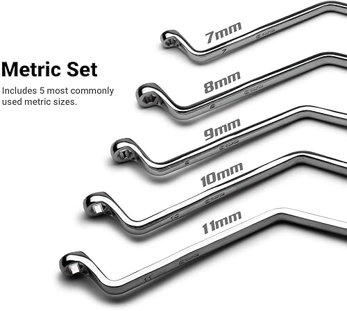 Miniatura 6 de Capri Tools Juego de llaves purgador de frenos, de doble extremo angular, 7 a 11 mm, 5 piezas, métrica