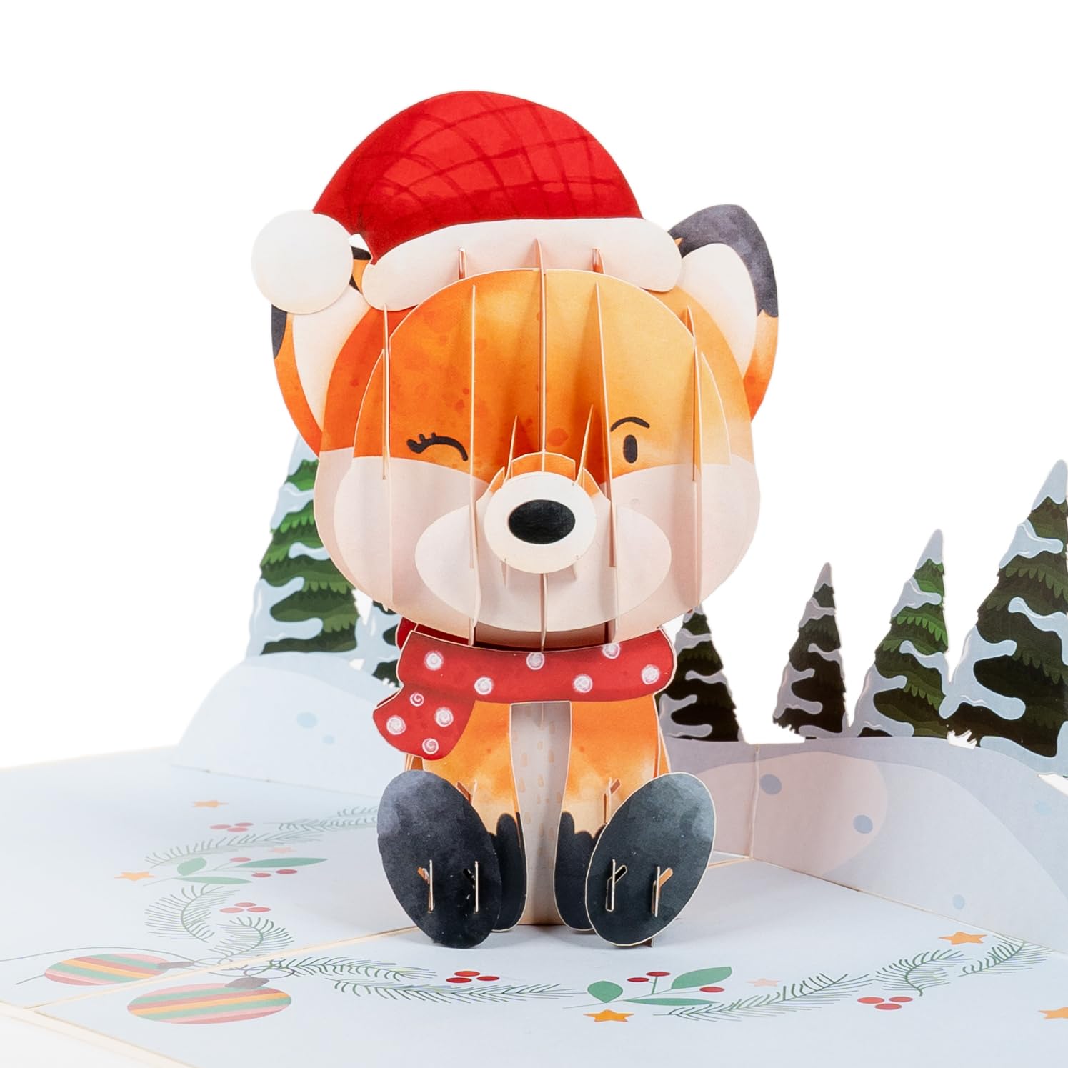 Carte Pop-Up De Noël Avec Renard–Une Carte De Noël 3D