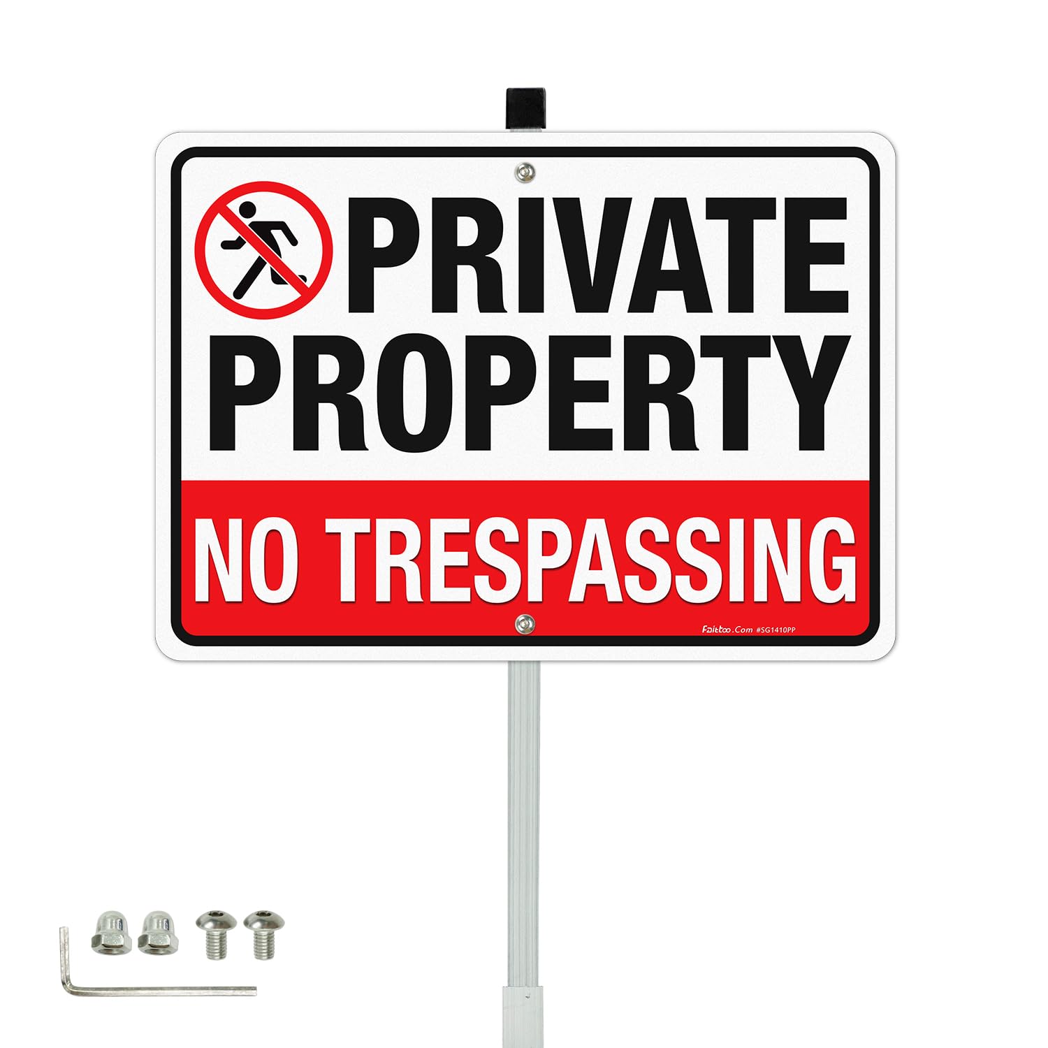 Panneau No Trespassing réfléchissant propriété privée en aluminium