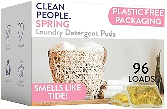 Clean People Laundry Washing Capsules - Recyclable Packaging, Hypoallergenic, Stain Fighting - Ultra Concentrated, Laundry Soap - Spring Scent, 96 Pack[Amazon-developed Certification] Compact by Design
